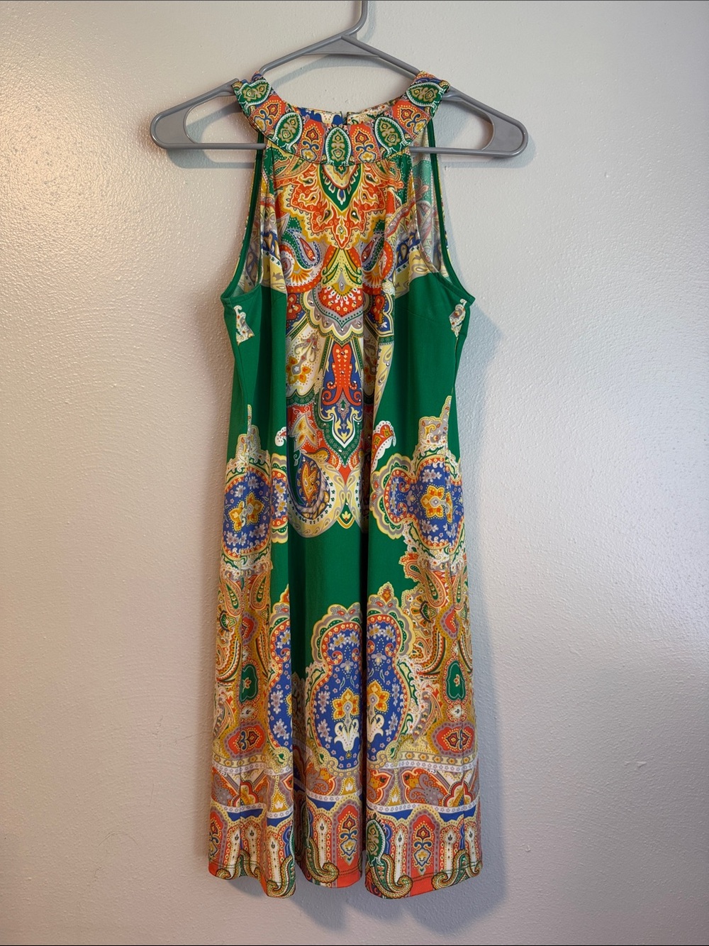INC International Concepts Green Paisley Halter Midi Dress with Multicolor Print